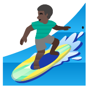Man Surfing Dark Skin Tone PNG Icon