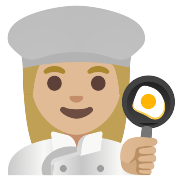 Woman Cook Medium Light Skin Tone PNG Icon