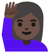 Woman Raising Hand Dark Skin Tone PNG Icon