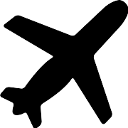 Airplane Black Shape Ascending Rotated To Right PNG Icon